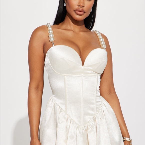 Pearly Girl Satin Mini Dress - Picture 2 of 3